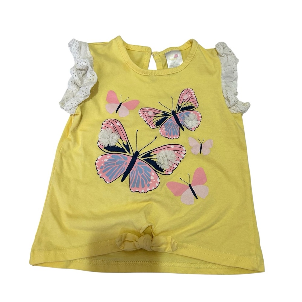 5/$30 🎈 Pink lemon 3T butterfly tie knot T shirt
